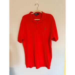 Polo Ralph Lauren Mens Polo Short Sleeve Shirt Size L Orange 100% Cotton Preppy